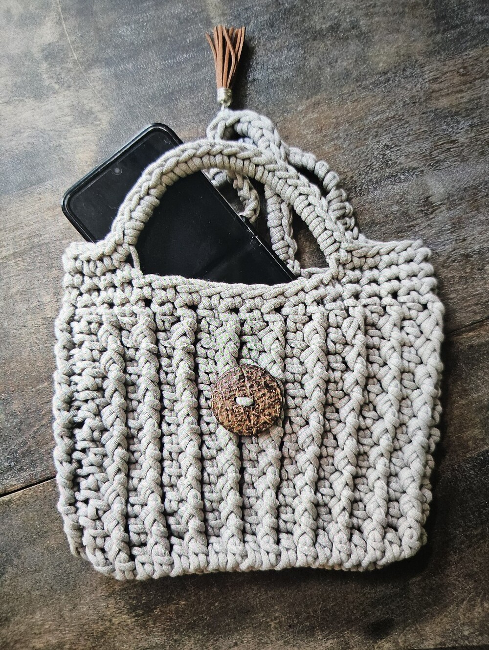 NEW Beige Adorable crochet macrame handbag Beach bag